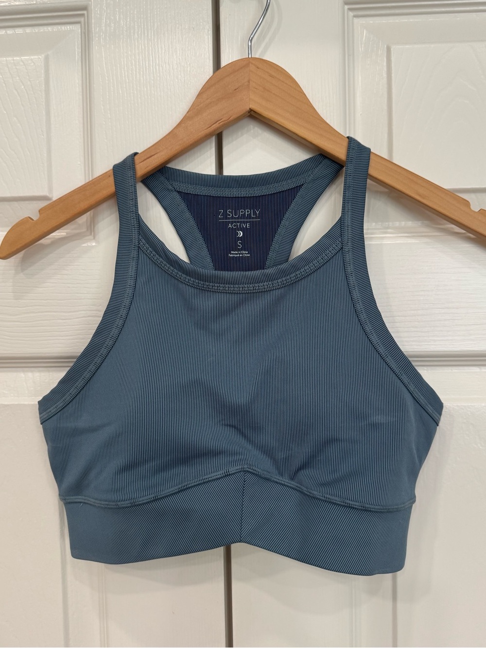 Z Supply Active Ribbed Slate Blue Racerback Sports Bra